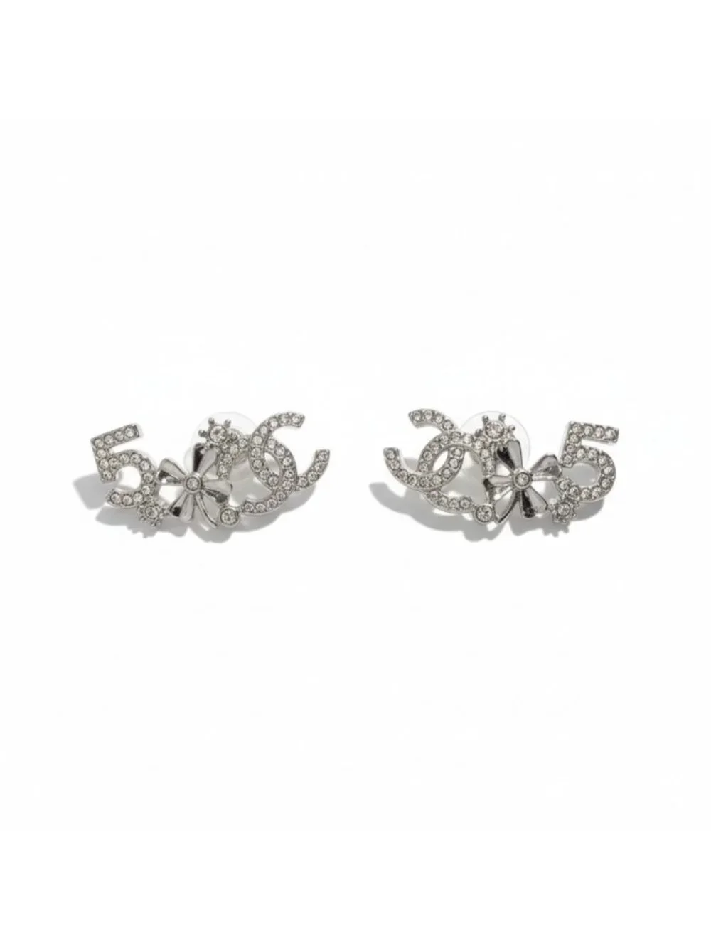 Chanel No5 CC Logo Rhinestone Metal Earrings
